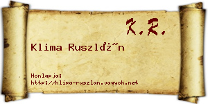 Klima Ruszlán névjegykártya